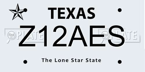 Z12AES Texas License Plate