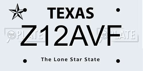 Z12AVF Texas License Plate