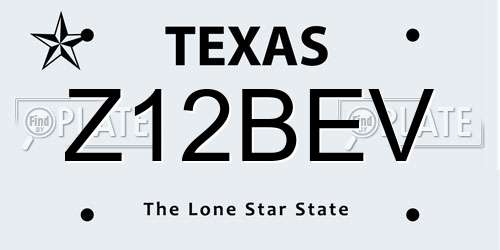 Z12BEV Texas License Plate