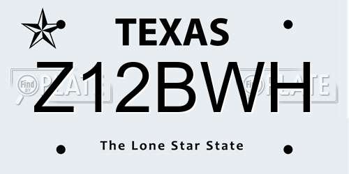 Z12BWH Texas License Plate