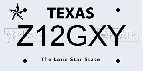 Z12GXY Texas License Plate