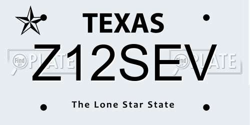 Z12SEV Texas License Plate