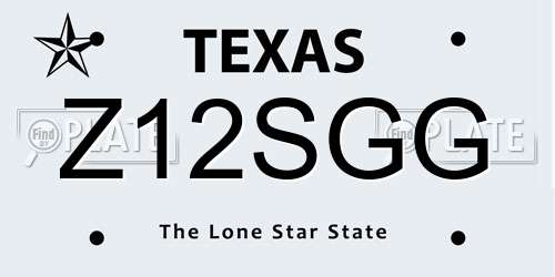 Z12SGG Texas License Plate