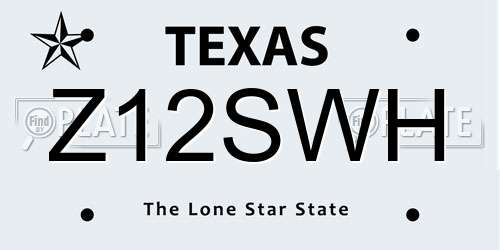 Z12SWH Texas License Plate