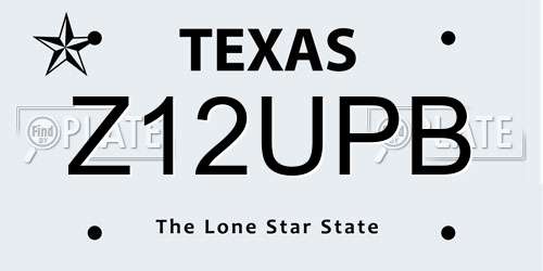 Z12UPB Texas License Plate