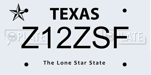 Z12ZSF Texas License Plate