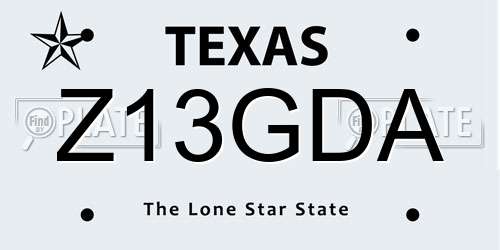 Z13GDA Texas License Plate