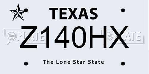 Z140HX Texas License Plate