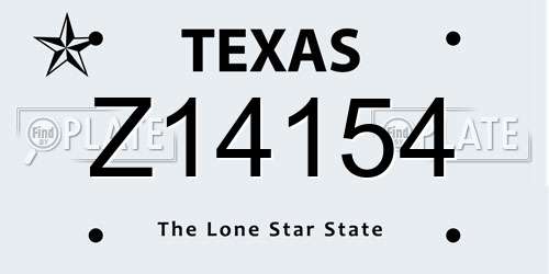 Z14154 Texas License Plate