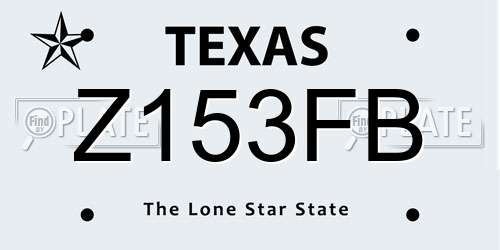 Z153FB Texas License Plate