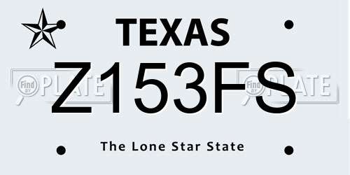 Z153FS Texas License Plate