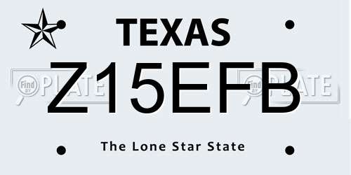 Z15EFB Texas License Plate