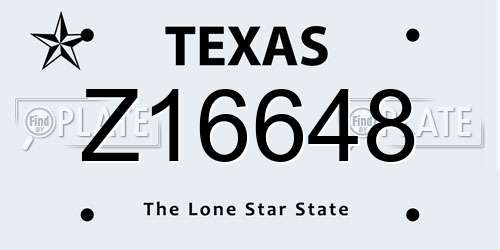 Z16648 Texas License Plate