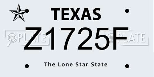 Z1725F Texas License Plate