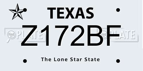 Z172BF Texas License Plate
