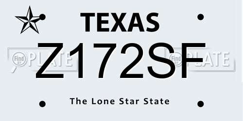 Z172SF Texas License Plate