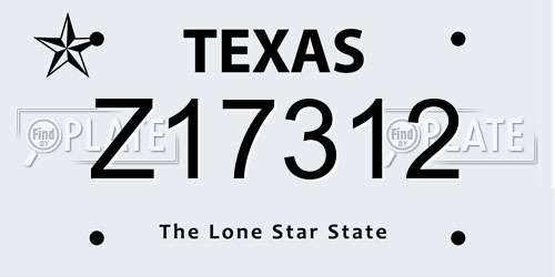 Z17312 Texas License Plate