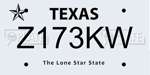 Z173KW Texas License Plate