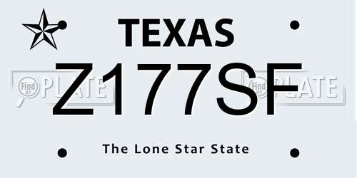 Z177SF Texas License Plate