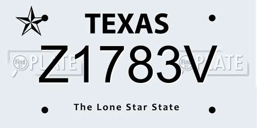 Z1783V Texas License Plate