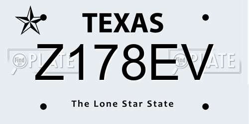 Z178EV Texas License Plate