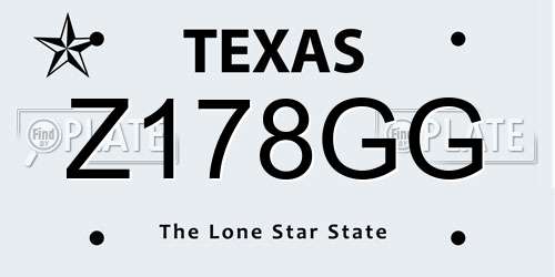 Z178GG Texas License Plate