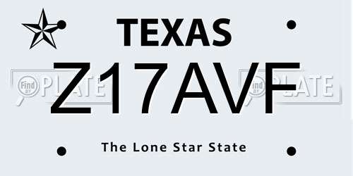 Z17AVF Texas License Plate