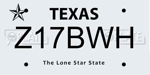 Z17BWH Texas License Plate