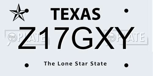 Z17GXY Texas License Plate