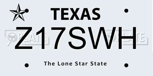 Z17SWH Texas License Plate