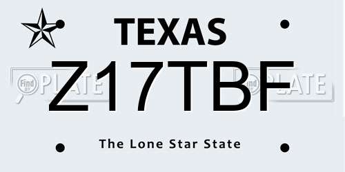 Z17TBF Texas License Plate