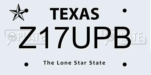 Z17UPB Texas License Plate