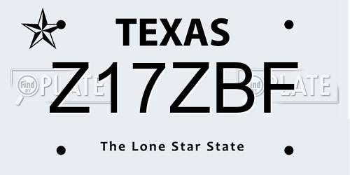 Z17ZBF Texas License Plate