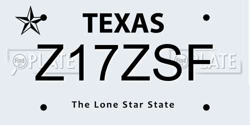 Z17ZSF Texas License Plate