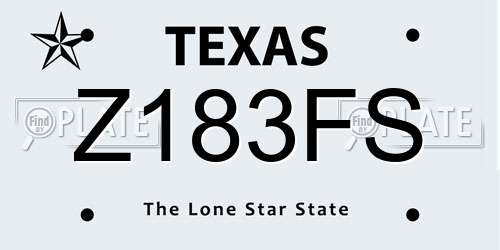 Z183FS Texas License Plate