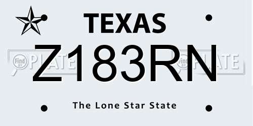 Z183RN Texas License Plate
