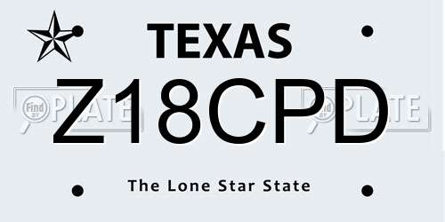 Z18CPD Texas License Plate