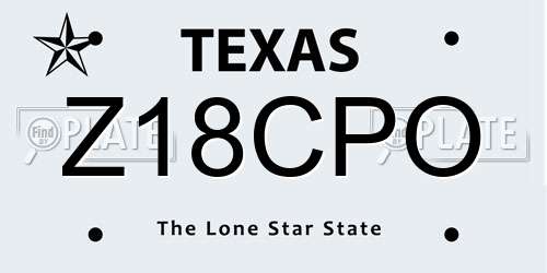 Z18CPO Texas License Plate