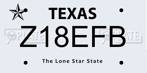 Z18EFB Texas License Plate