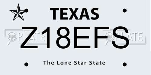 Z18EFS Texas License Plate