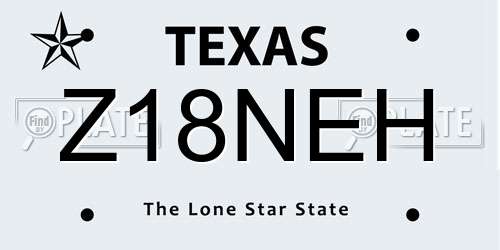 Z18NEH Texas License Plate