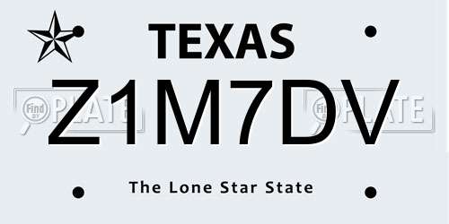 Z1M7DV Texas License Plate