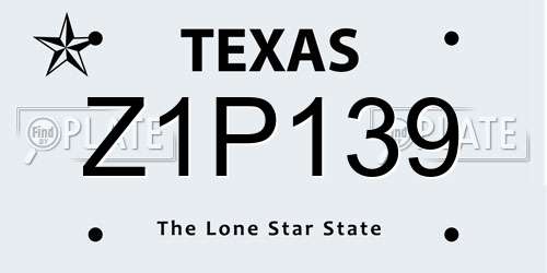 Z1P139 Texas License Plate