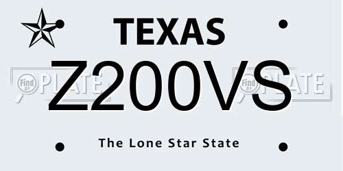 Z200VS Texas License Plate