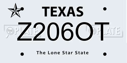 Z206OT Texas License Plate