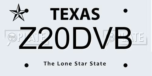 Z20DVB Texas License Plate