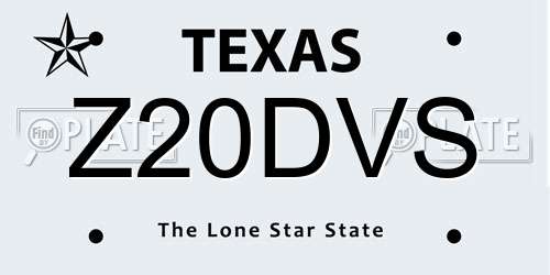 Z20DVS Texas License Plate