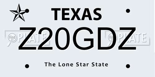 Z20GDZ Texas License Plate