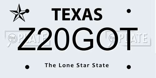 Z20GOT Texas License Plate