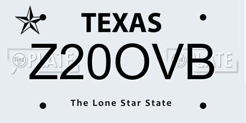 Z20OVB Texas License Plate